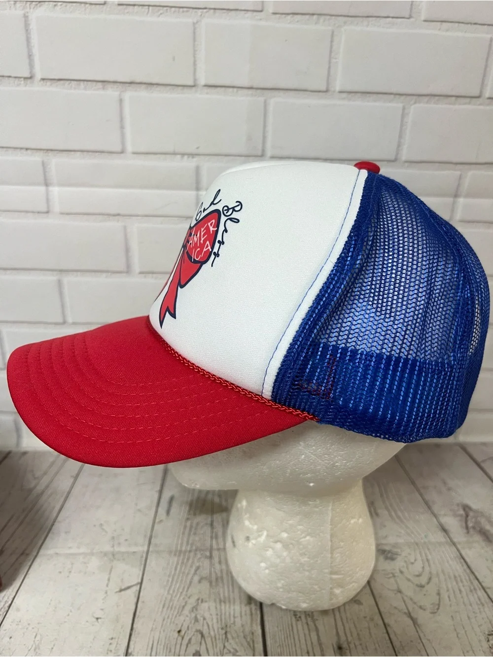 Southern Bliss God Bless America Bow Otto Trucker Hat Snapback Mesh Patriotic